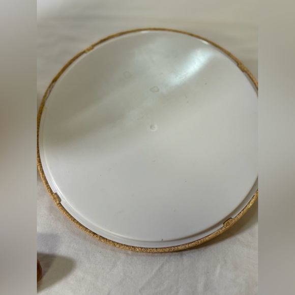 VINTAGE MCM 60s Collectible Americana Faux Bamboo Handles Cane Woven Ice Bucket - Picture 8 of 11